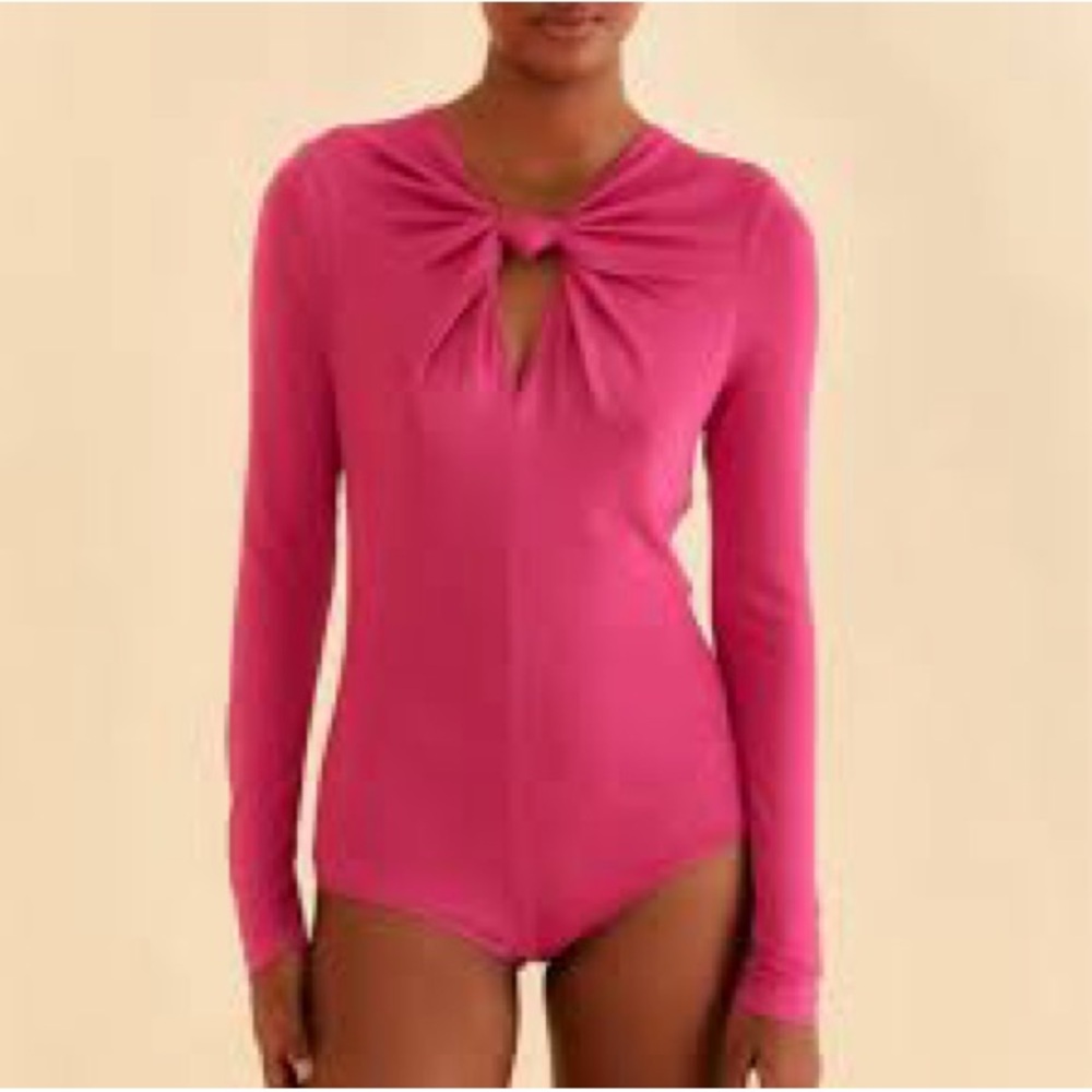 Farm Rio Tops Farm Rio Hotβ Pink Long Sleeve Bodysuit XS